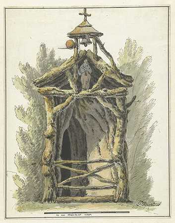 带有圣人雕像的隐士小屋`Kluizenaarshut met heiligenbeeld (c. 1782 ~ c. 1837) by Pieter Bartholomeusz. Barbiers