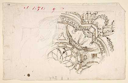 拱顶装饰研究`Study for the Decoration of a Vault (mid~18th century) by Mauro Antonio Tesi