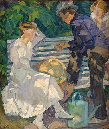 在牧师s花园，基督教徒`In the Vicars Garden, Christiansø (1916 ~ 1917) by Edvard Weie