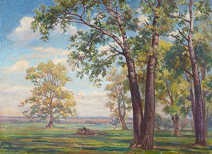 森林景观`Forest Landscape (circa 1926) by Ignacy Pieńkowski