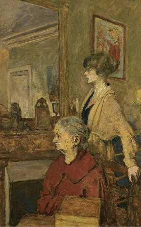 Vuillard女士和Annette女士，加莱街`Madame Vuillard Et Annette, Rue De Calais by Édouard Vuillard