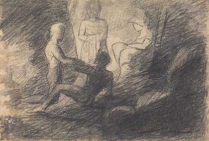 洞穴人物研究`Study of Figures in a Cave (1805) by Benjamin Robert Haydon