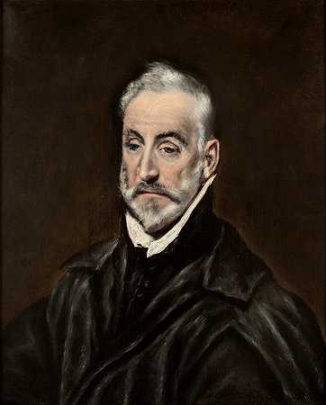 西班牙法学家和人文主义者安东尼奥·德科瓦鲁比亚斯·莱瓦（1514-1602）的肖像`Portrait of Antonio de Covarrubias y Leiva (1514~1602), Spanish jurist and humanist (1597~1600) by El Greco (Domenikos Theotokopoulos)