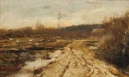 乡间小路`A country path by Théophile Emile Achille de Bock