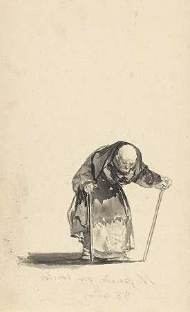 他在98岁的时候再也不能工作了`He Can No Longer at the Age of Ninety~Eight (1819–1823) by Francisco de Goya