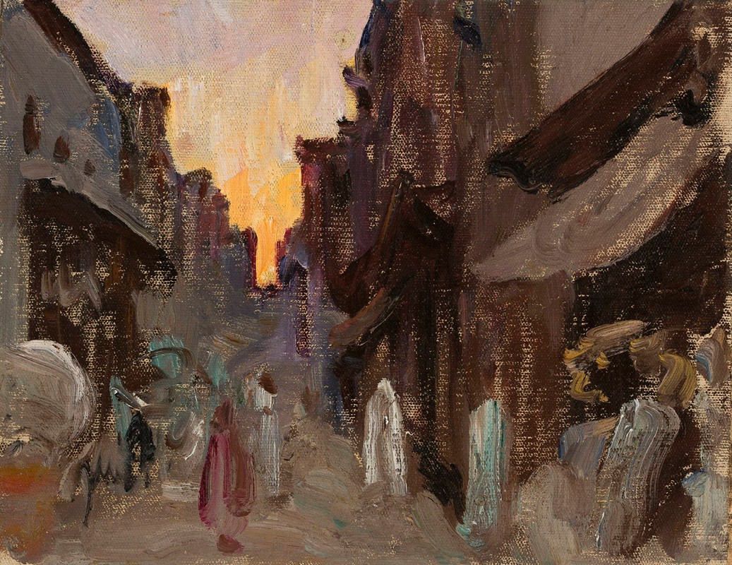 坦乔街。从印度之旅`Tanjore – street. From the journey to India (1907) by Jan Ciągliński