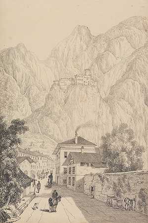 小镇附近的萨勒恩城堡`Castle of Salurn near the Town (1840) by Sir Charles D;Oyly