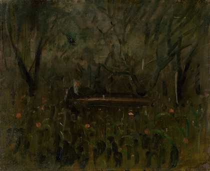 在花园里的桌子旁`In the Garden at the Table (1900 – 1910) by Ladislav Mednyánszky
