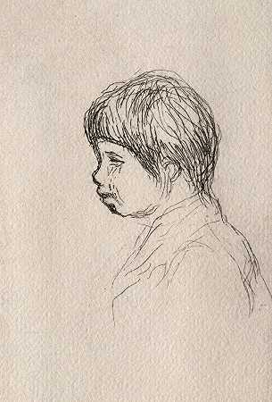 艺术家克劳德·雷诺阿s的儿子，侧面`Claude Renoir, the Artists Son, in Profile (1908) by Pierre-Auguste Renoir