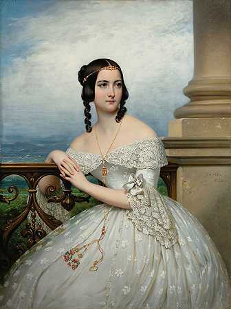 怀特小姐的肖像`Presumed Portrait Of Miss White (1838) by Joseph-Désiré Court