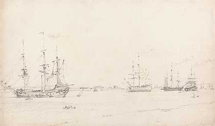 四个东印度群岛的阿科`Four East Indiamen at Archor (1803) by John Constable