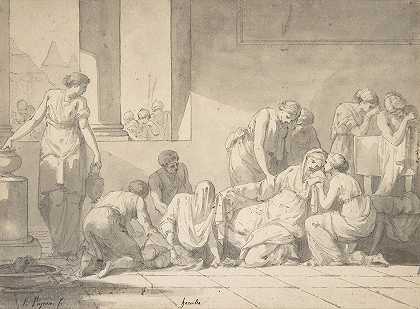 赫库巴的绝望`Despair of Hecuba (ca. 1784) by Jean-François-Pierre Peyron
