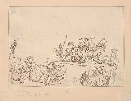 法国营地准备吃马肉`French camp preparing to dine off horseflesh (ca. 1780–1825) by Thomas Rowlandson