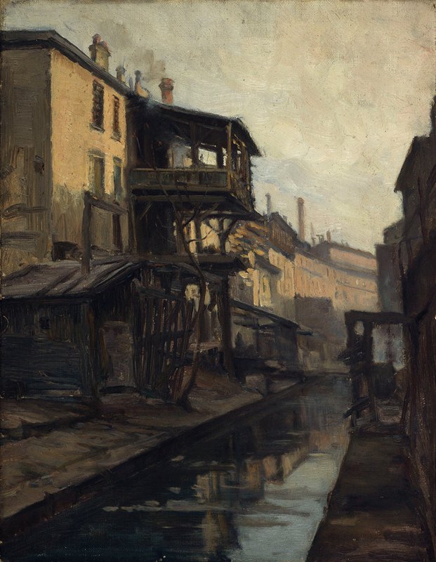 La Bièvre，rue des Cordelières`La Bièvre, rue des Cordelières (1900) by Germain Eugène Bonneton