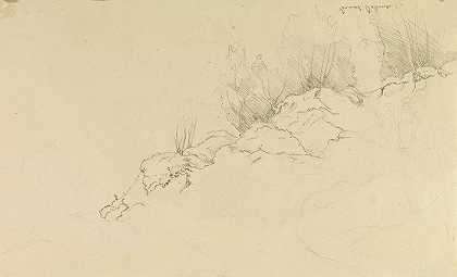有婴儿车的岩石森林`Rocky Forest with Strollers (1825) by Ernst Ferdinand Oehme