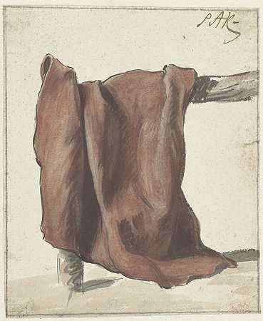 挂在篱笆上的红抹布`Rode lap, hangend over een hek (1770 ~ 1825) by Simon Andreas Krausz
