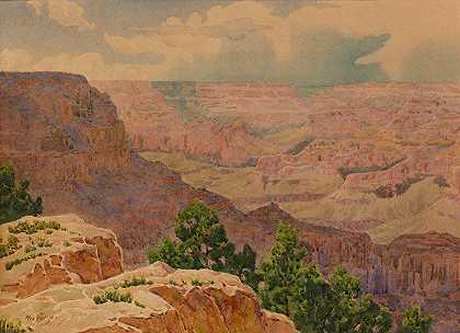 大峡谷景观`A View of the Grand Canyon by Gunnar Mauritz Widforss