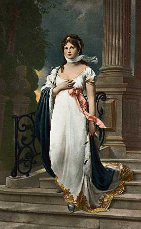 下楼梯的女人`Woman Descending a Stairway (ca. 1861–1897) by Louis Prang
