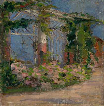 来自花园的主题`Motif from Garden (1900–1920) by Ľudovít Pitthordt