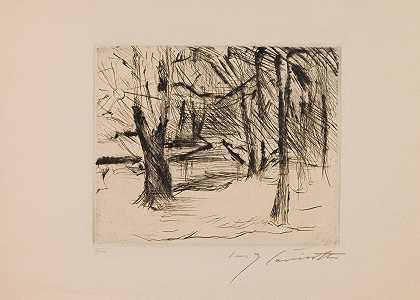 阳光下的树木`Trees in the Sun (1920–21) by Lovis Corinth