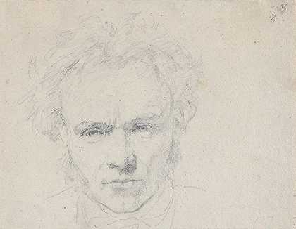 雕塑家赫尔曼·恩斯特·弗劳德肖像`Portrait of the Sculptor Hermann Ernst Freund (1837) by Christen Købke