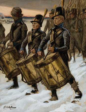 比约尔内堡团的行进`The March Of The Björneborg Regiment (1897 ~ 1900) by Albert Edelfelt