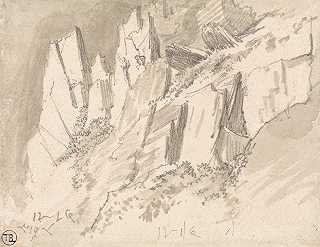 岖的山坡`A Craggy Hillside by James Ward 
