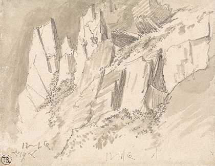 崎岖的山坡`A Craggy Hillside by James Ward