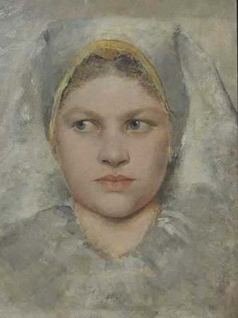 一个女孩冯·哈娜的头部研究`Head Study of a Girl von Hana by Gustav Klimt