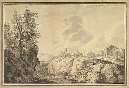 瑞典斯姆兰省的斯维纳鲁姆景观`View of Svenarum in the Province of Småland, Sweden (ca. 1764) by Jakob Philipp Hackert