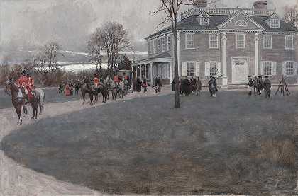 华盛顿夫人s抵达剑桥总部，1775年`Lady Washingtons Arrival At Headquarters, Cambridge, 1775 (Ca. 1890–1896) by Howard Pyle