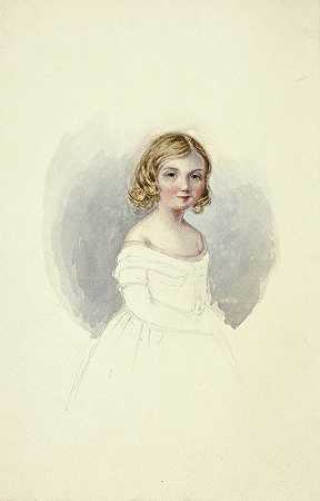 无肩长袍少女画像`Portrait of Young Girl with Shoulderless Gown by Elizabeth Murray