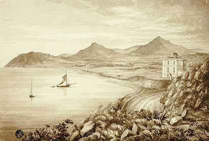 沙加纳的瓦尔，拉盖尔附近，有小船`Val of Shanganagh, Dún Laoghaire, with Boats (1843) by Elizabeth Murray
