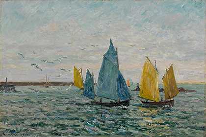 巡洋舰，巡洋舰`Le Rentrée des bateaux crevettiers, Le Croisic (1906) by Maxime Maufra