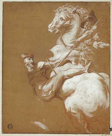 骑兵和步兵之间的战斗`Combat Between Horseman and Footsoldier by After Balthasar Permoser