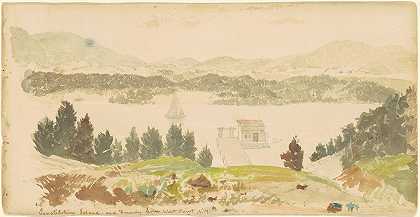 来自纽约西点军校的宪法岛和铸造厂`Constitution Island and Foundry from West Point, New York (c. 1837) by Seth Eastman