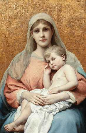 圣母子`Madonna and Child by Gabriel von Max