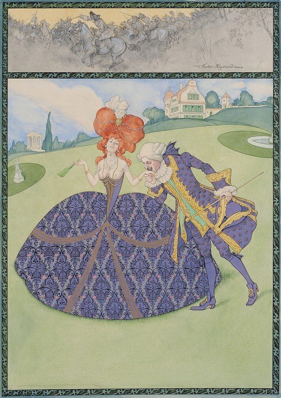 优雅的Paar im Garten（侍奉国王–侍奉女士）`Elegantes Paar Im Garten (servir Le Roi – Servir Les Dames) (1906) by Carl Fischer-Köystrand