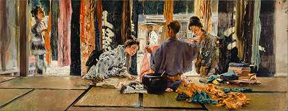 日本丝绸商人`The Silk Merchant, Japan (1892) by Robert Frederick Blum