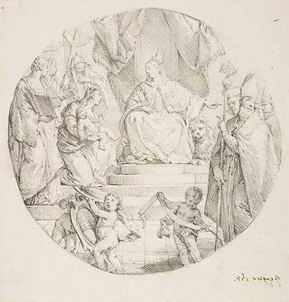 贵族向威尼斯赠送婴儿`Nobility Presenting an Infant to Venice (1709–87) by Francesco Zugno