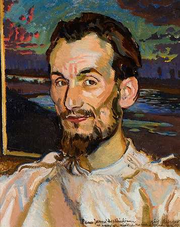 简·霍普林斯基肖像`Portrait of Jan Hopliński (1919) by Józef Mehoffer