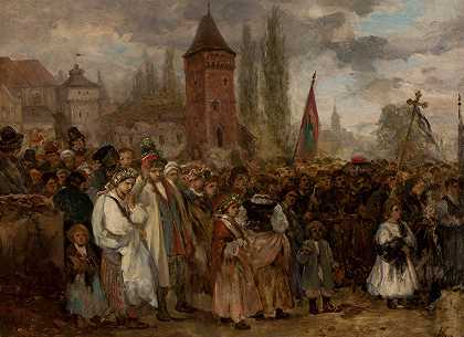 葬礼和婚礼`Funeral and wedding (circa 1864) by Aleksander Kotsis