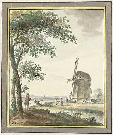 磨坊景观`Landschap met molen (1743 ~ 1796) by Dirk Kuipers