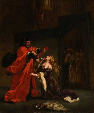 被她父亲诅咒的苔丝狄蒙娜`Desdémone maudite par son père (1852) by Eugène Delacroix