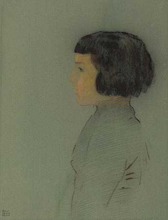 侧面的年轻女子`Young Woman in Profile (1910) by Odilon Redon