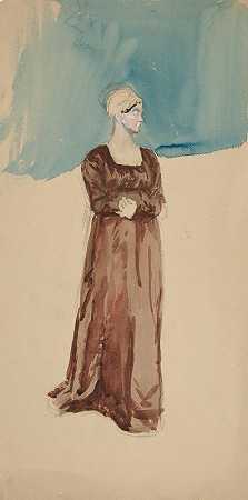 女人的素描`Sketch of a woman (1992) by Edwin Austin Abbey