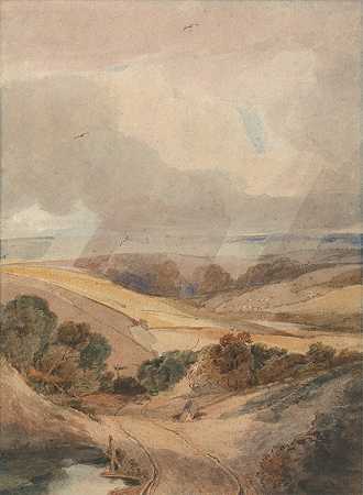 诺里奇，老鼠城希思`Mousehold Heath, Norwich (1808) by François Louis Thomas Francia