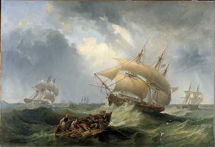 公海航运`Shipping in the Open Sea (1838) by James Wilson Carmichael