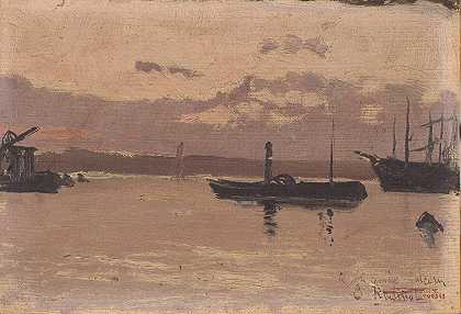 港口简图`Sketch of a Port (from 1888 until 1890) by Santiago Rusiñol