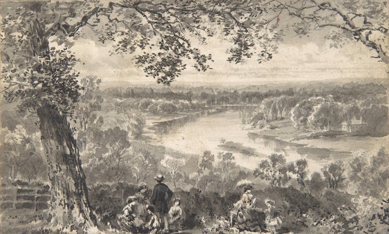 泰晤士河的前景图`View of the Thames with Figures in Foreground (1820–70) by David Octavius Hill